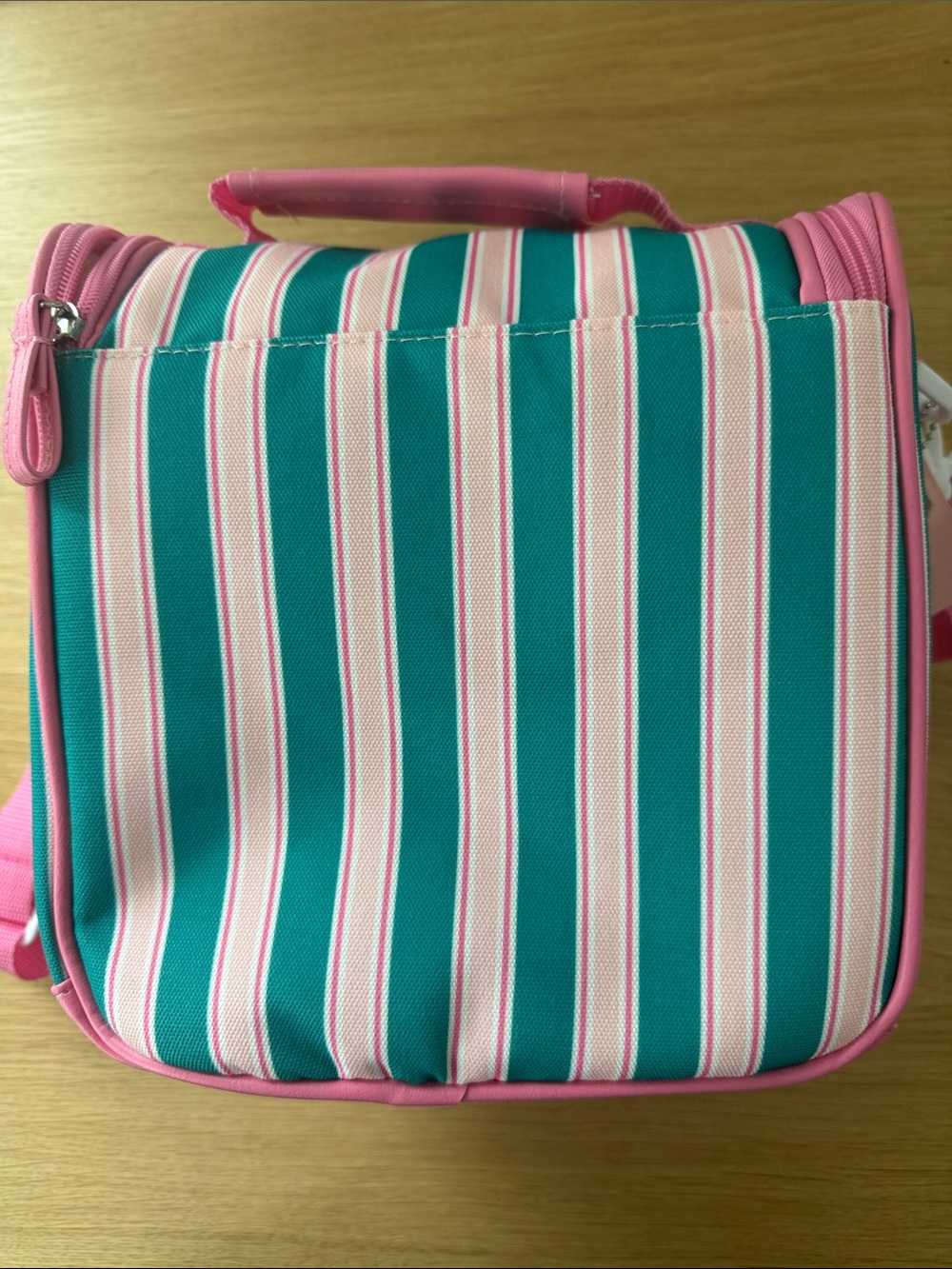 Ollie & Olivia Striped Pink Teal Lunch Cooler Crossbody Bag - Picture 5 of 9